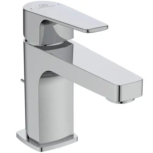 Waschtischarmatur aus chromfarbigem Material von Ideal Standard mit einem seitlichen Hebel zur Steuerung des Wasserflusses.